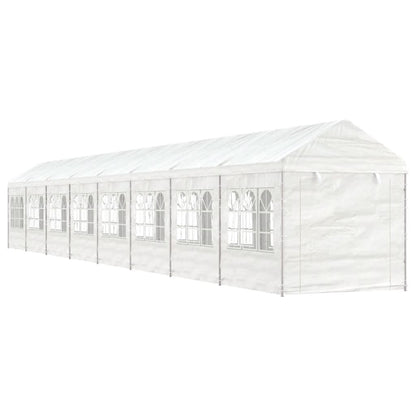 Prieel met dak 17,84x2,28x2,69 m polyetheen wit