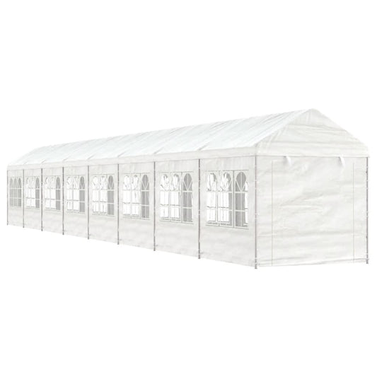 Prieel met dak 17,84x2,28x2,69 m polyetheen wit