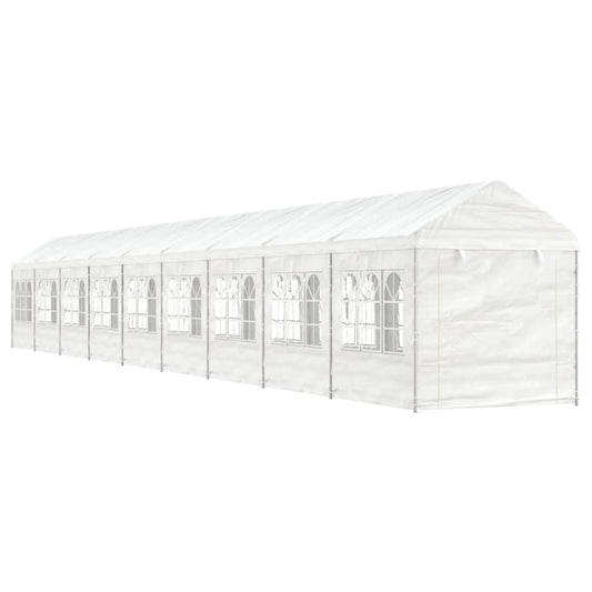 Prieel met dak 20,07x2,28x2,69 m polyetheen wit