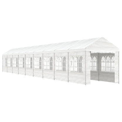 Prieel met dak 20,07x2,28x2,69 m polyetheen wit