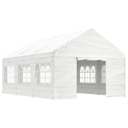Prieel met dak 6,69x4,08x3,22 m polyetheen wit