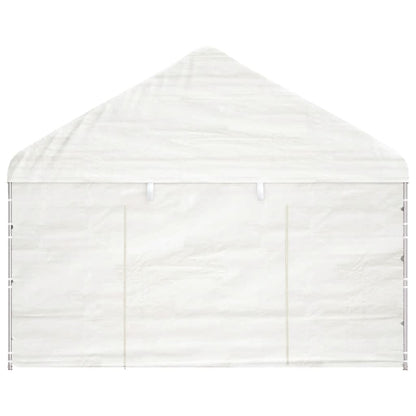 Prieel met dak 6,69x4,08x3,22 m polyetheen wit