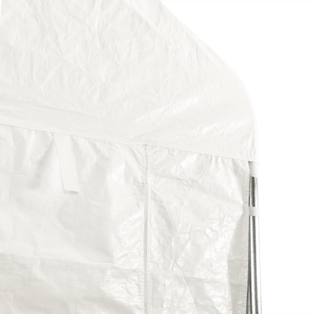 Prieel met dak 6,69x4,08x3,22 m polyetheen wit