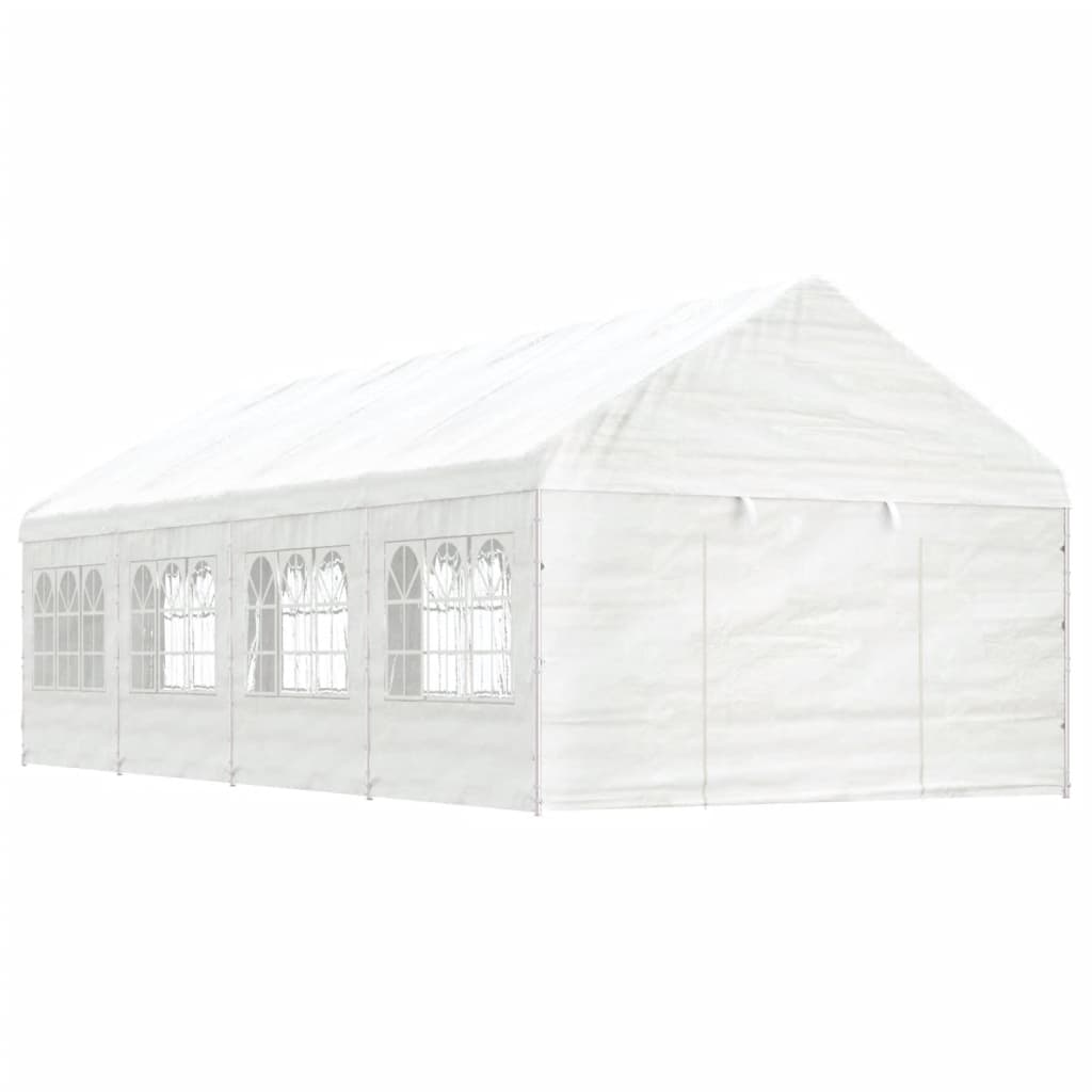 Prieel met dak 8,92x4,08x3,22 m polyetheen wit