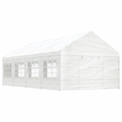 Prieel met dak 8,92x4,08x3,22 m polyetheen wit