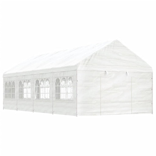 Prieel met dak 8,92x4,08x3,22 m polyetheen wit