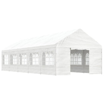 Prieel met dak 11,15x4,08x3,22 m polyetheen wit
