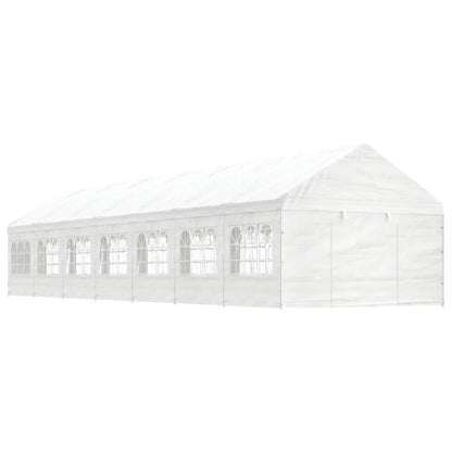 Prieel met dak 15,61x4,08x3,22 m polyetheen wit