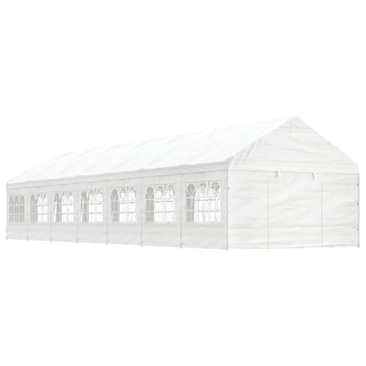 Prieel met dak 15,61x4,08x3,22 m polyetheen wit