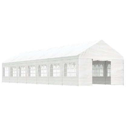 Prieel met dak 15,61x4,08x3,22 m polyetheen wit