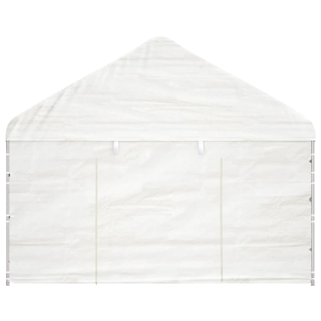 Prieel met dak 15,61x4,08x3,22 m polyetheen wit