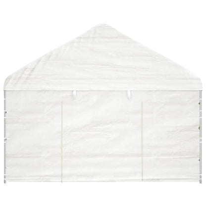 Prieel met dak 15,61x4,08x3,22 m polyetheen wit