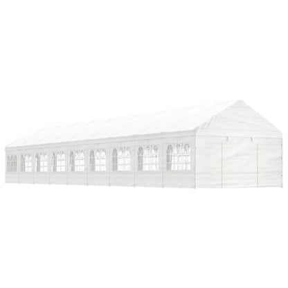 Prieel met dak 20,07x4,08x3,22 m polyetheen wit