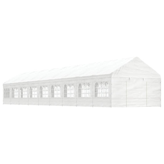 Prieel met dak 20,07x4,08x3,22 m polyetheen wit