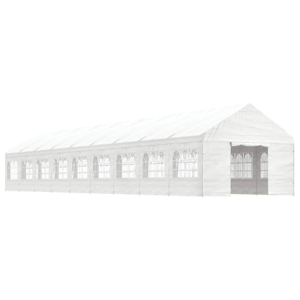 Prieel met dak 20,07x4,08x3,22 m polyetheen wit