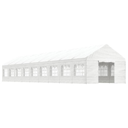 Prieel met dak 20,07x4,08x3,22 m polyetheen wit