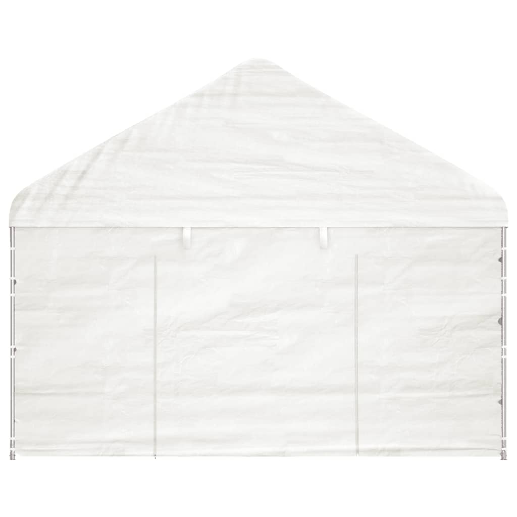 Prieel met dak 20,07x4,08x3,22 m polyetheen wit