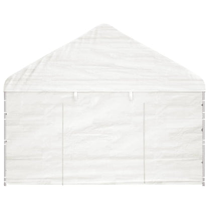 Prieel met dak 20,07x4,08x3,22 m polyetheen wit
