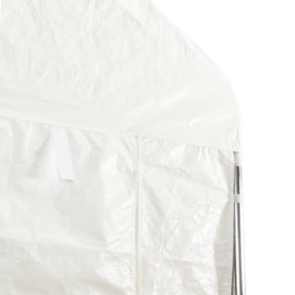 Prieel met dak 20,07x4,08x3,22 m polyetheen wit