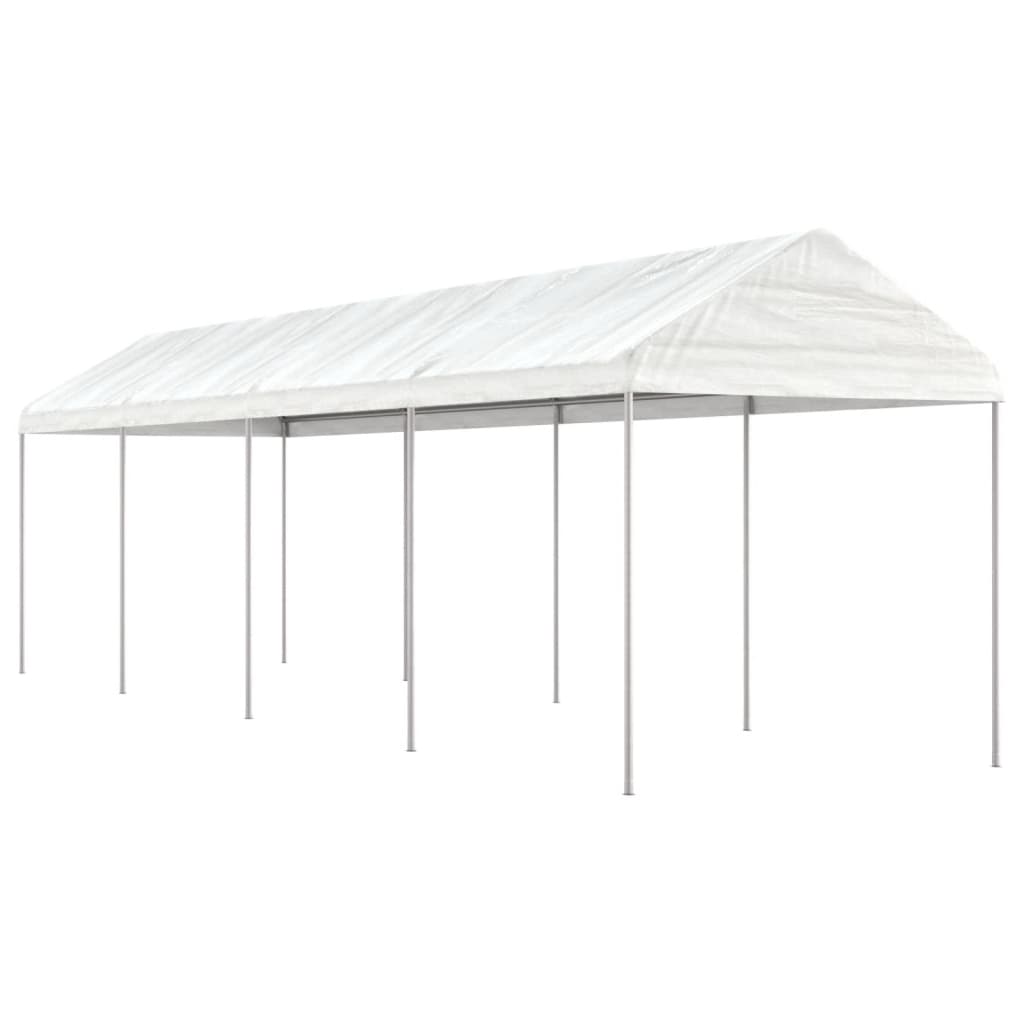 Prieel met dak 8,92x2,28x2,69 m polyetheen wit