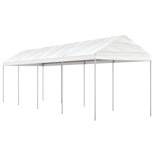 Prieel met dak 8,92x2,28x2,69 m polyetheen wit