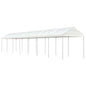 Prieel met dak 15,61x2,28x2,69 m polyetheen wit