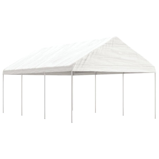 Prieel met dak 6,69x4,08x3,22 m polyetheen wit