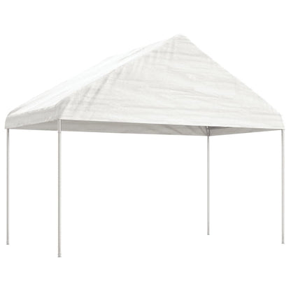 Prieel met dak 6,69x4,08x3,22 m polyetheen wit
