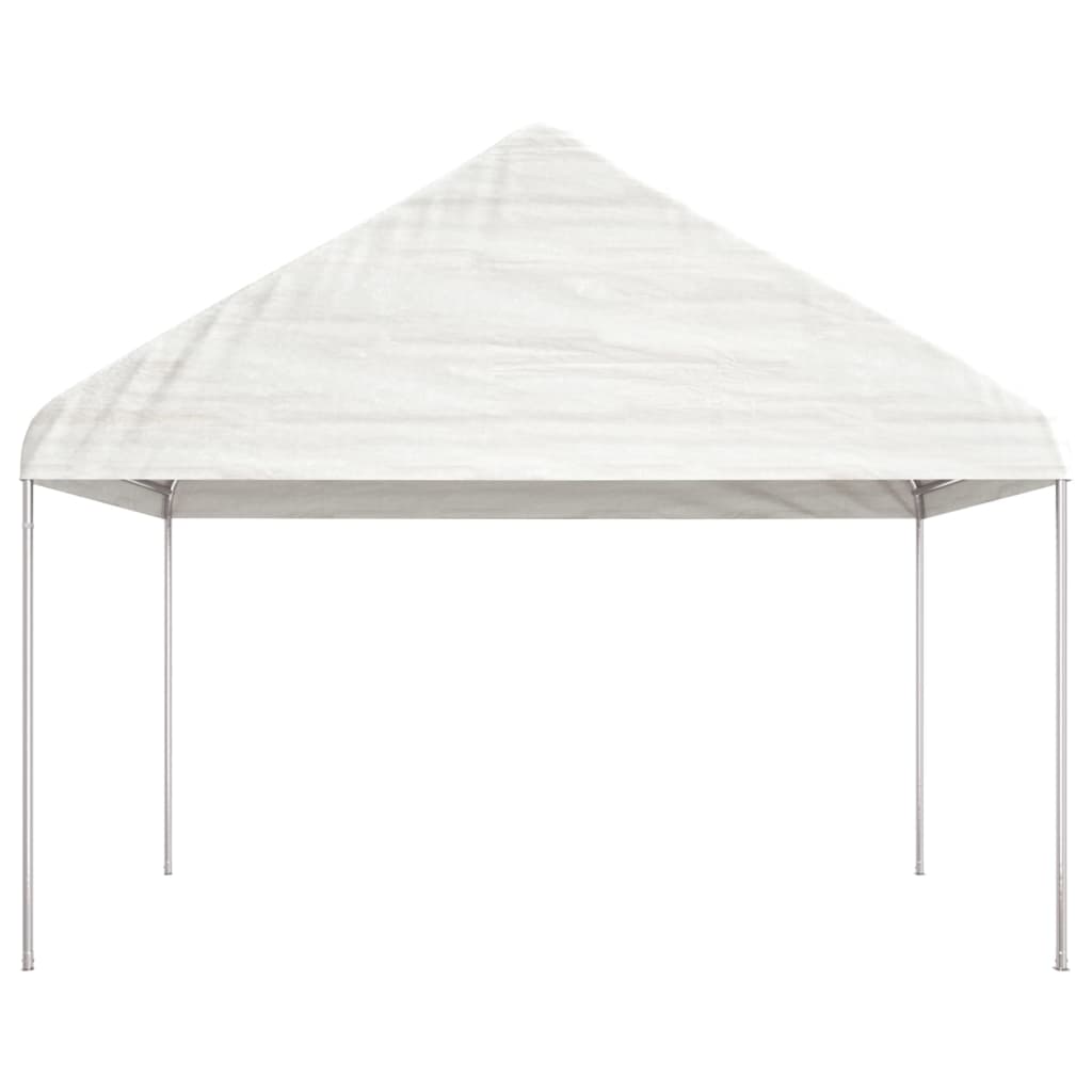 Prieel met dak 6,69x4,08x3,22 m polyetheen wit