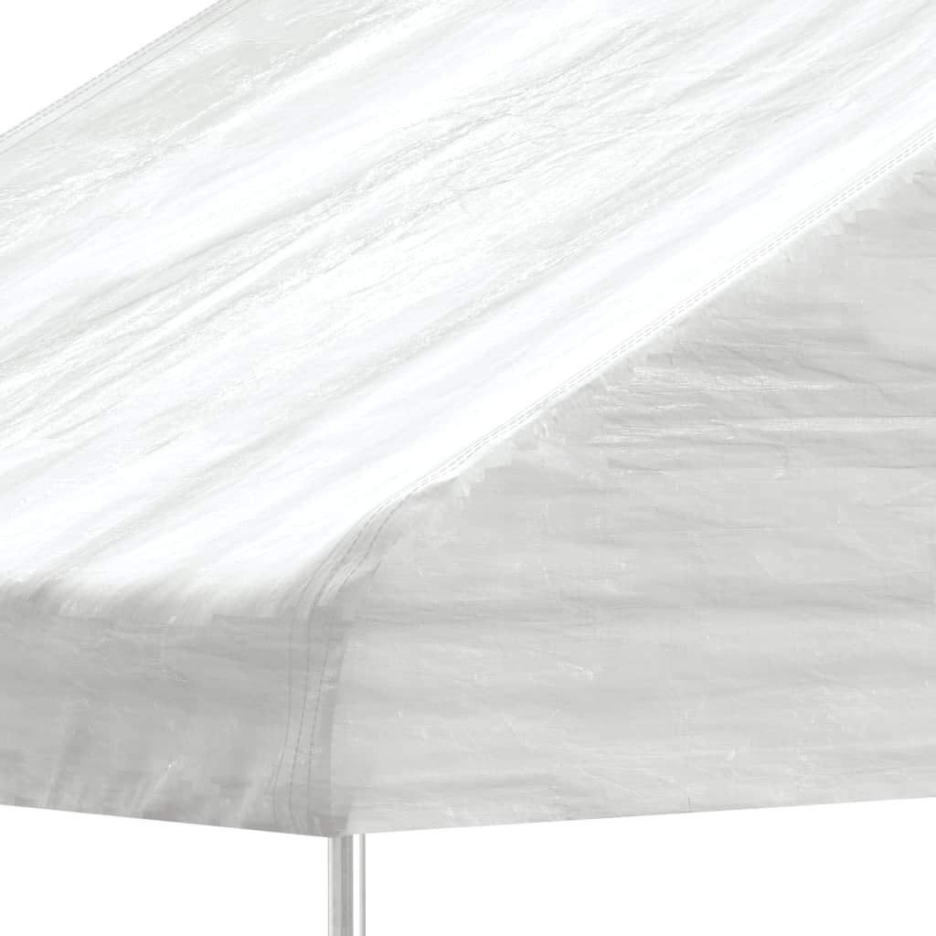 Prieel met dak 6,69x4,08x3,22 m polyetheen wit