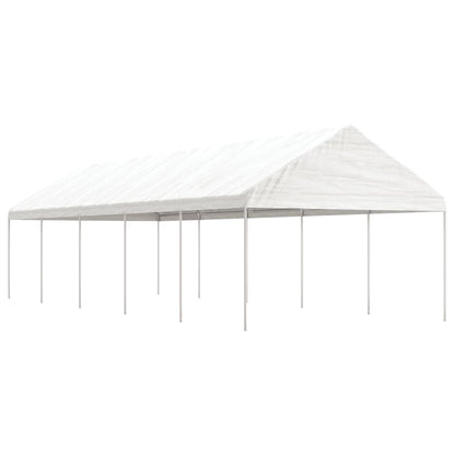 Prieel met dak 11,15x4,08x3,22 m polyetheen wit