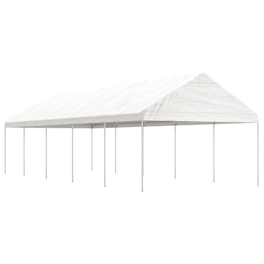 Prieel met dak 11,15x4,08x3,22 m polyetheen wit