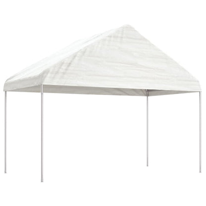 Prieel met dak 11,15x4,08x3,22 m polyetheen wit