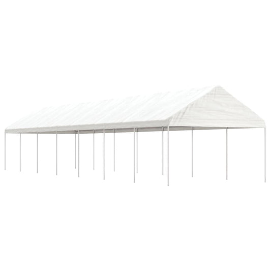 Prieel met dak 15,61x4,08x3,22 m polyetheen wit