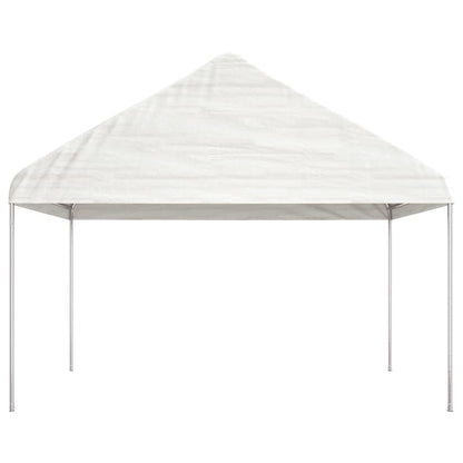 Prieel met dak 15,61x4,08x3,22 m polyetheen wit