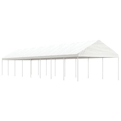 Prieel met dak 17,84x4,08x3,22 m polyetheen wit