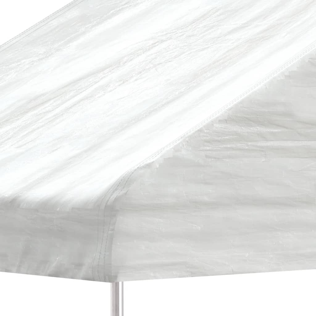 Prieel met dak 17,84x4,08x3,22 m polyetheen wit