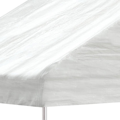 Prieel met dak 17,84x4,08x3,22 m polyetheen wit