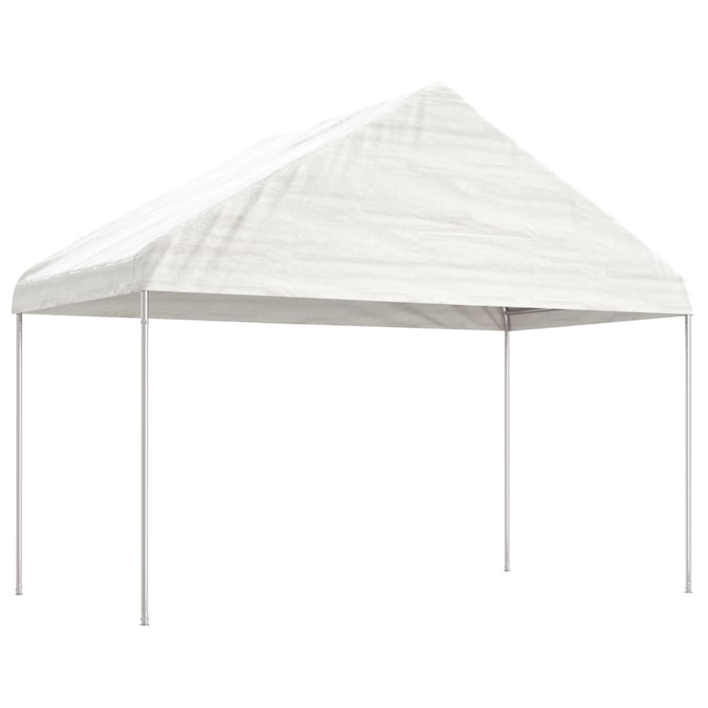 Prieel met dak 20,07x4,08x3,22 m polyetheen wit