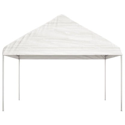 Prieel met dak 20,07x4,08x3,22 m polyetheen wit