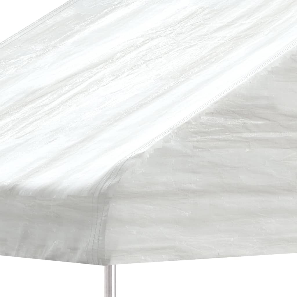 Prieel met dak 20,07x4,08x3,22 m polyetheen wit