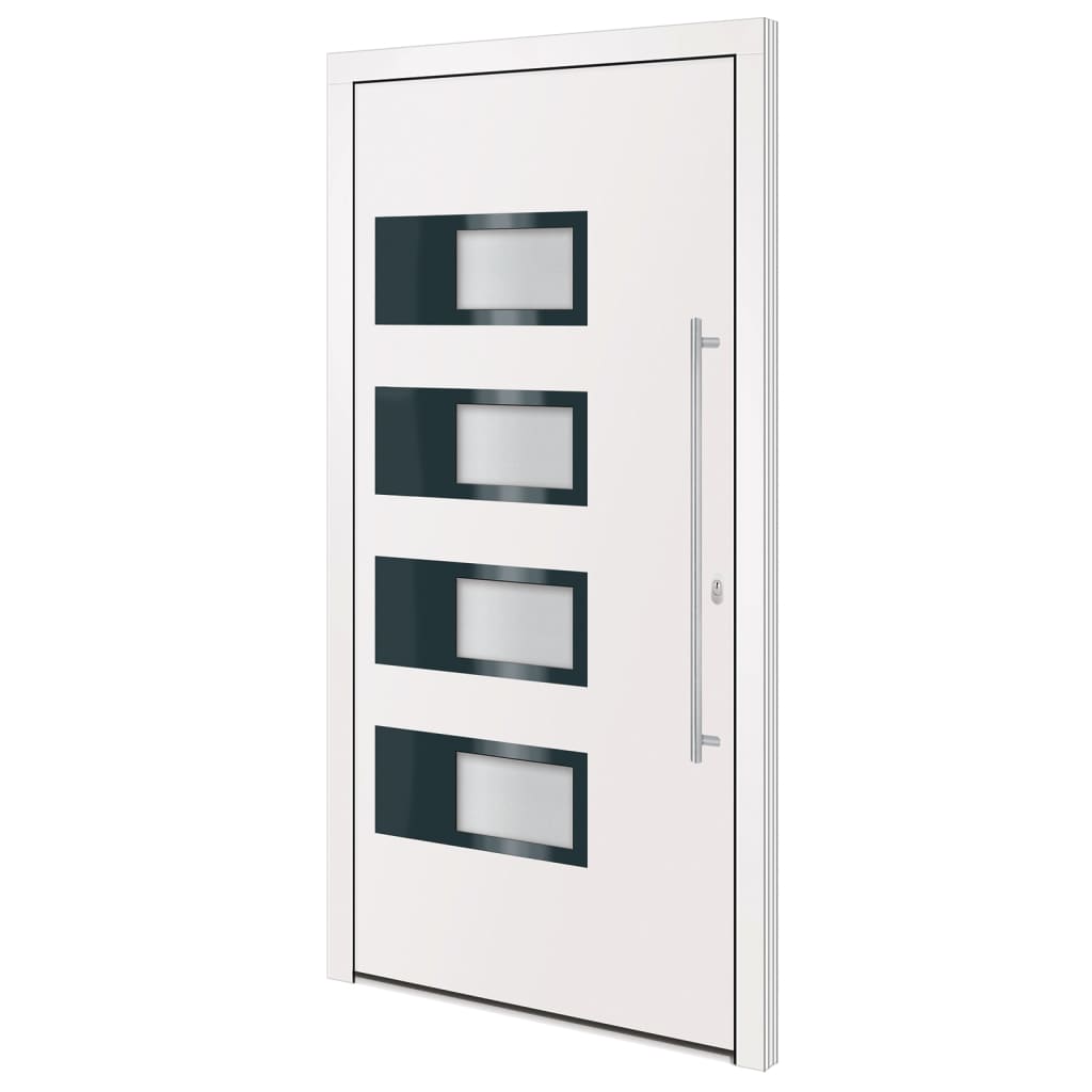 Voordeur 100x200 cm aluminium en PVC wit