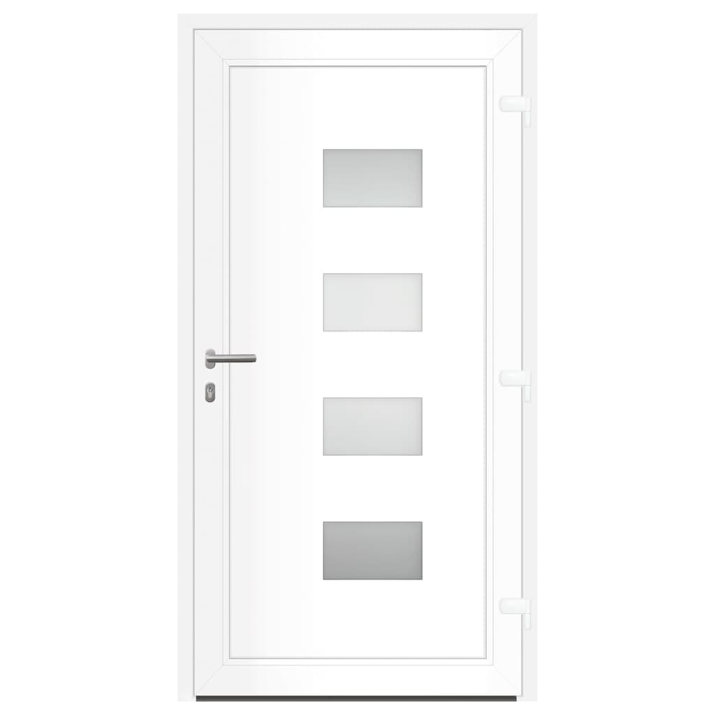 Voordeur 100x200 cm aluminium en PVC wit
