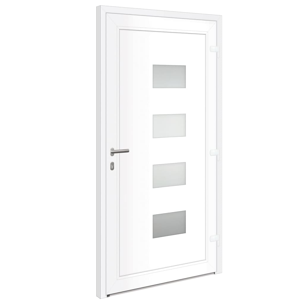 Voordeur 100x200 cm aluminium en PVC wit