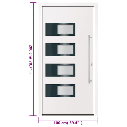 Voordeur 100x200 cm aluminium en PVC wit