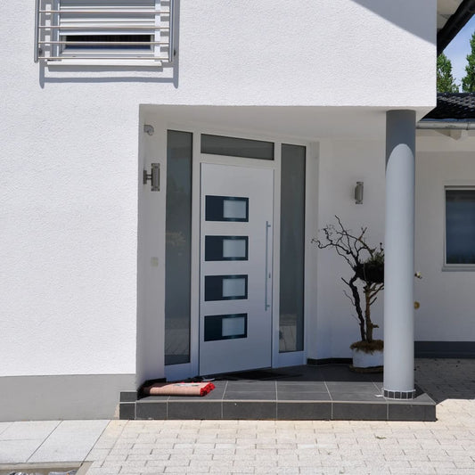 Voordeur 100x200 cm aluminium en PVC wit