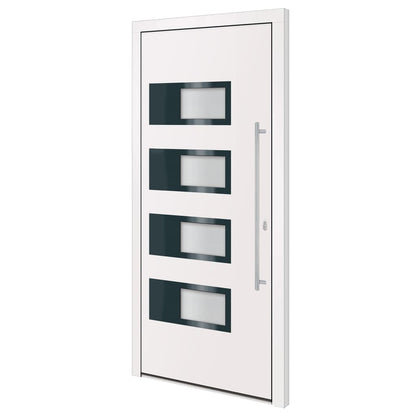 Voordeur 100x210 cm aluminium en PVC wit