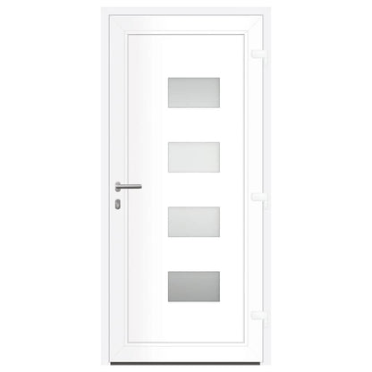 Voordeur 100x210 cm aluminium en PVC wit
