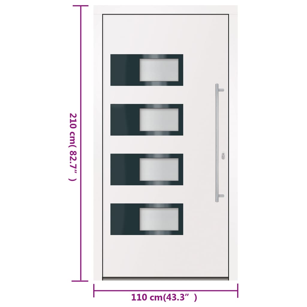 Voordeur 110x210 cm aluminium en PVC wit