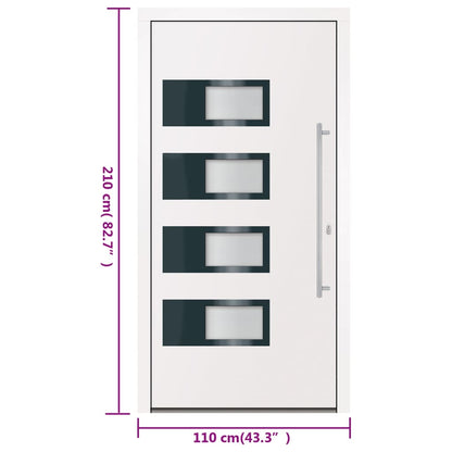 Voordeur 110x210 cm aluminium en PVC wit